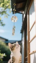 風鈴と子猫 — 子猫イラストのAIイラスト|SUPPART