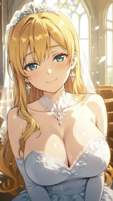 純白のウェディングドレスの美しく色っぽい美少女
