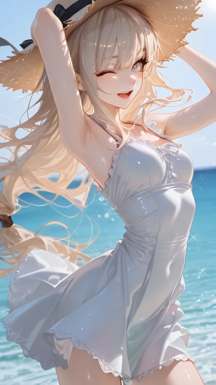 ワンピース少女と海