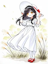 つらら「白ワンピのお題で画風試してたら線画になっちゃった(´>∀<｀)ゝ」