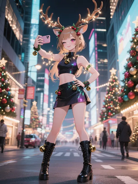 Sassy Reindeer Influencer in Holiday Glam