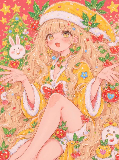オレンジ色を主体にクリスマス - ❄️画像生成チャレンジ