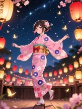 盆踊りの浴衣美人·夏の盆踊りの夜 の投稿作品