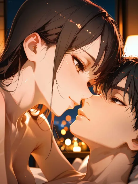 highres、romantic couple - 接吻