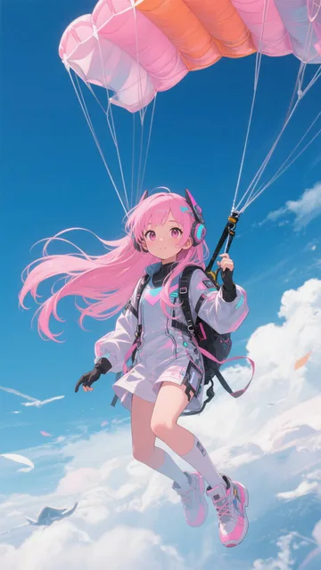 ピンク髪娘💕スカイダイビング🪂
