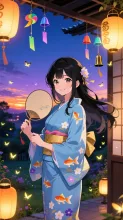 夕涼みの浴衣·初夏チャレンジ の投稿作品