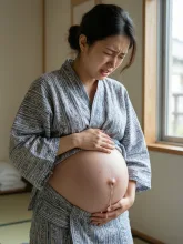 破水して苦しんでいる妊婦さん！🫄😖