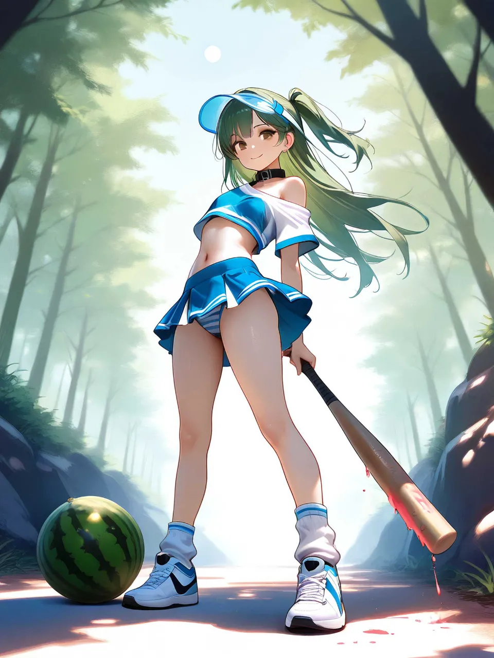 今日を頑張る人も、今日は頑張らない人も、みんなを応援したい、スイカとバットとチアガール!…緑