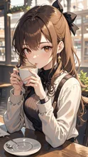 コーヒーを飲んでいる女の人