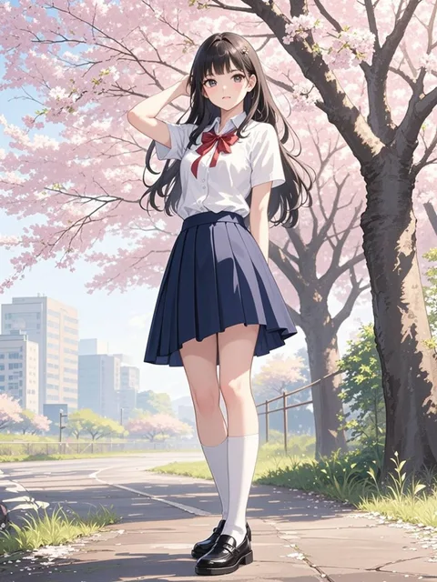 A JK - Clad Maiden Under the Japanese School Skies