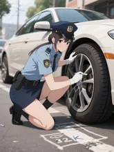 駐車違反を取り締まる婦警さん