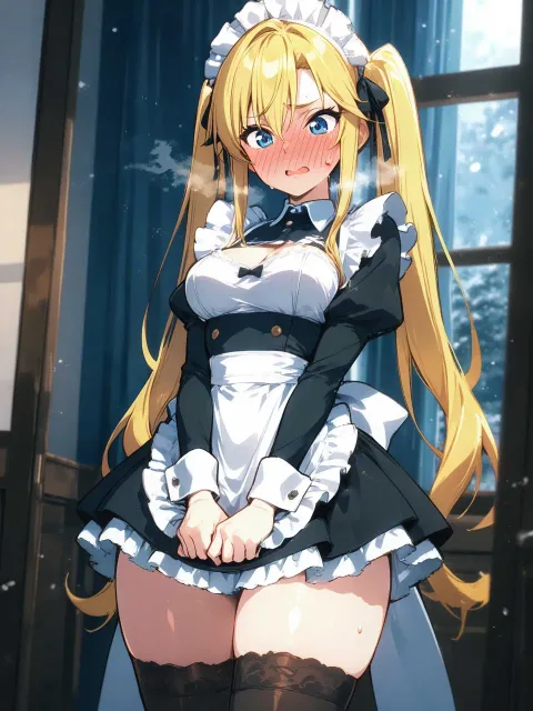 solo、際どいぴちぴちのメイド服、超ミニ丈のスカート
