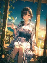 縁側の浴衣美人·夏の夕涼み の投稿作品