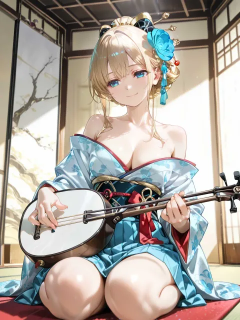An illustration of Japanese… - 三味線