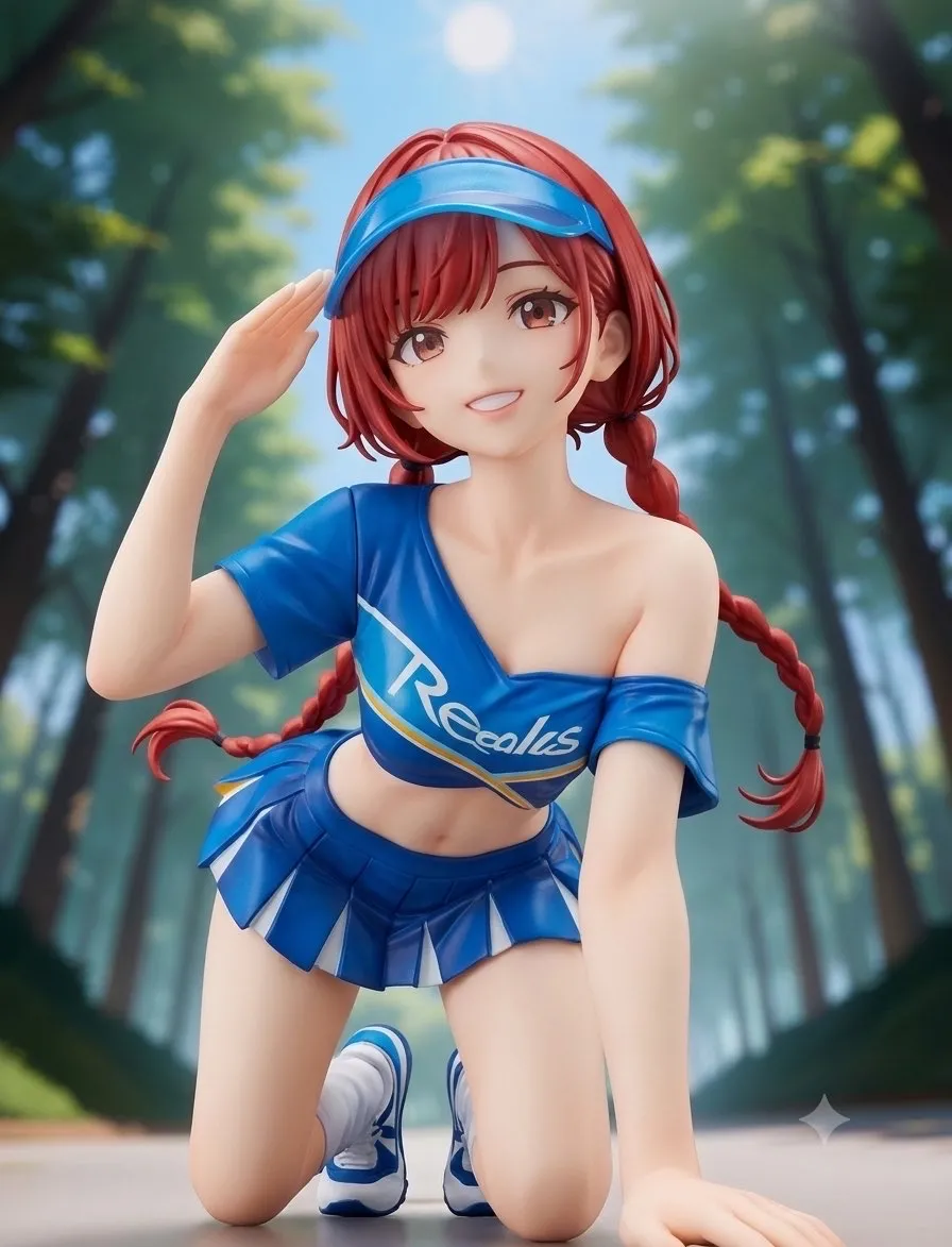みつ編みツインテールのチアガール！…フィギュア…赤