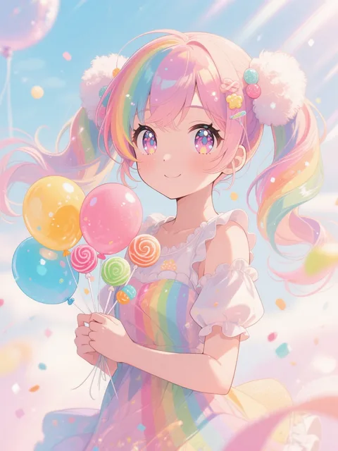anime style - カラフルヘアガール