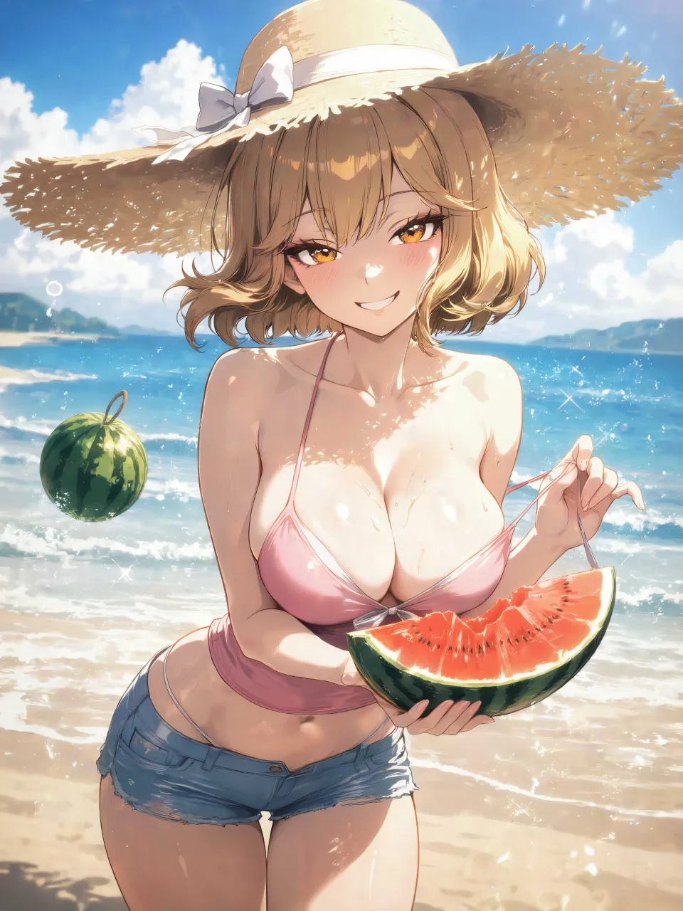 どっちのスイカが食べたいの?笑 — 虎徹さんのAIイラスト