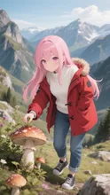 ピンク髪娘💕山菜採り❤️ — セーターイラストのAIイラスト｜SUPPART