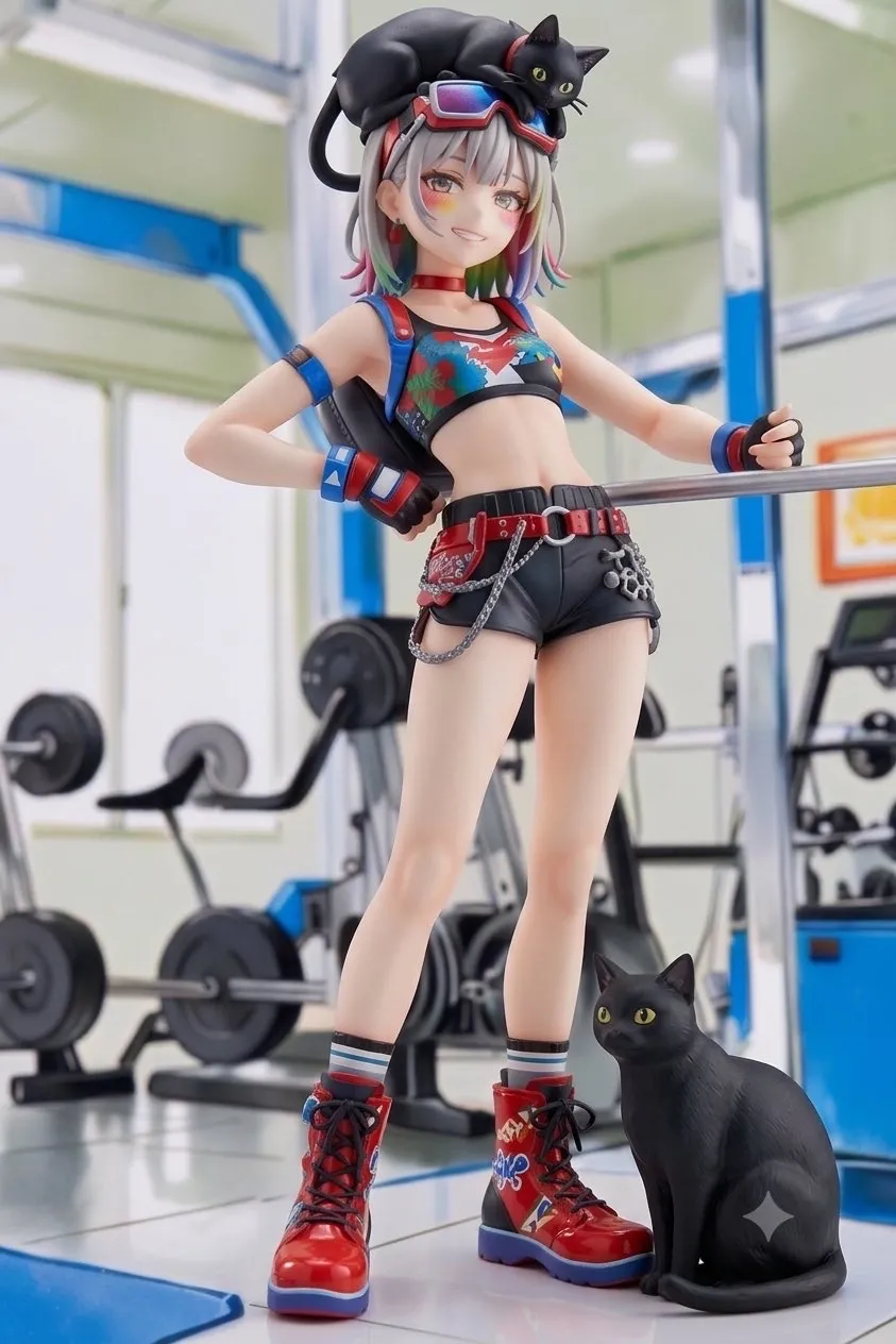 スポーツジムにやってきた…パンク娘と黒ニャンコ…フィギュア…銀