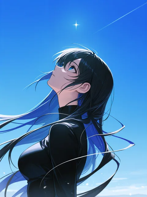 空を仰ぐ女の子