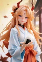 お団子ツインテールの鬼っ娘…舌だ出しフィギュア…橙