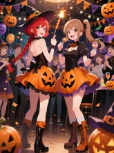 双子とハロウィンパーティー — 水上雷太さんのAIイラスト