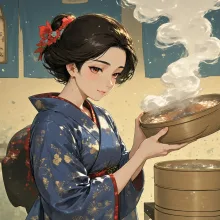 湯気とともに