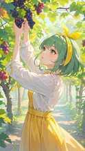 ぶどうの木のトンネルをくぐると、つやつやと光る紫色の実がいっぱいで、まるで宝石みたい…！