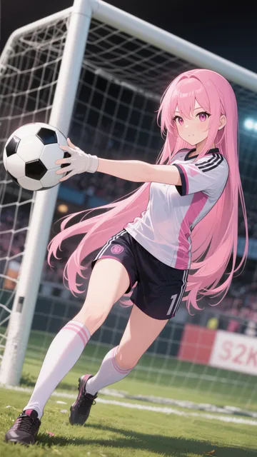 ピンク髪娘💕ワタシがいる限りシュートは入らないわよ?❤️