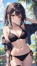 黒ビキニ姿の女子高生 — 女子高生イラストのAIイラスト|SUPPART