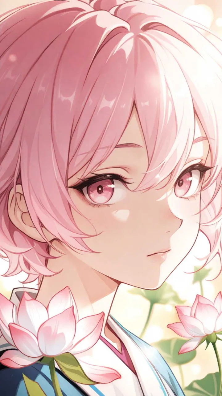 月夜の蓮池・ショートの少女