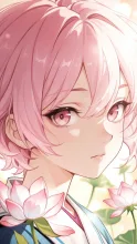 月夜の蓮池・ショートの少女