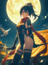 月夜に照らされし黒髪くノ一
