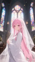 ピンク髪乙女💕白いベールと優しい光に包まれて❤️