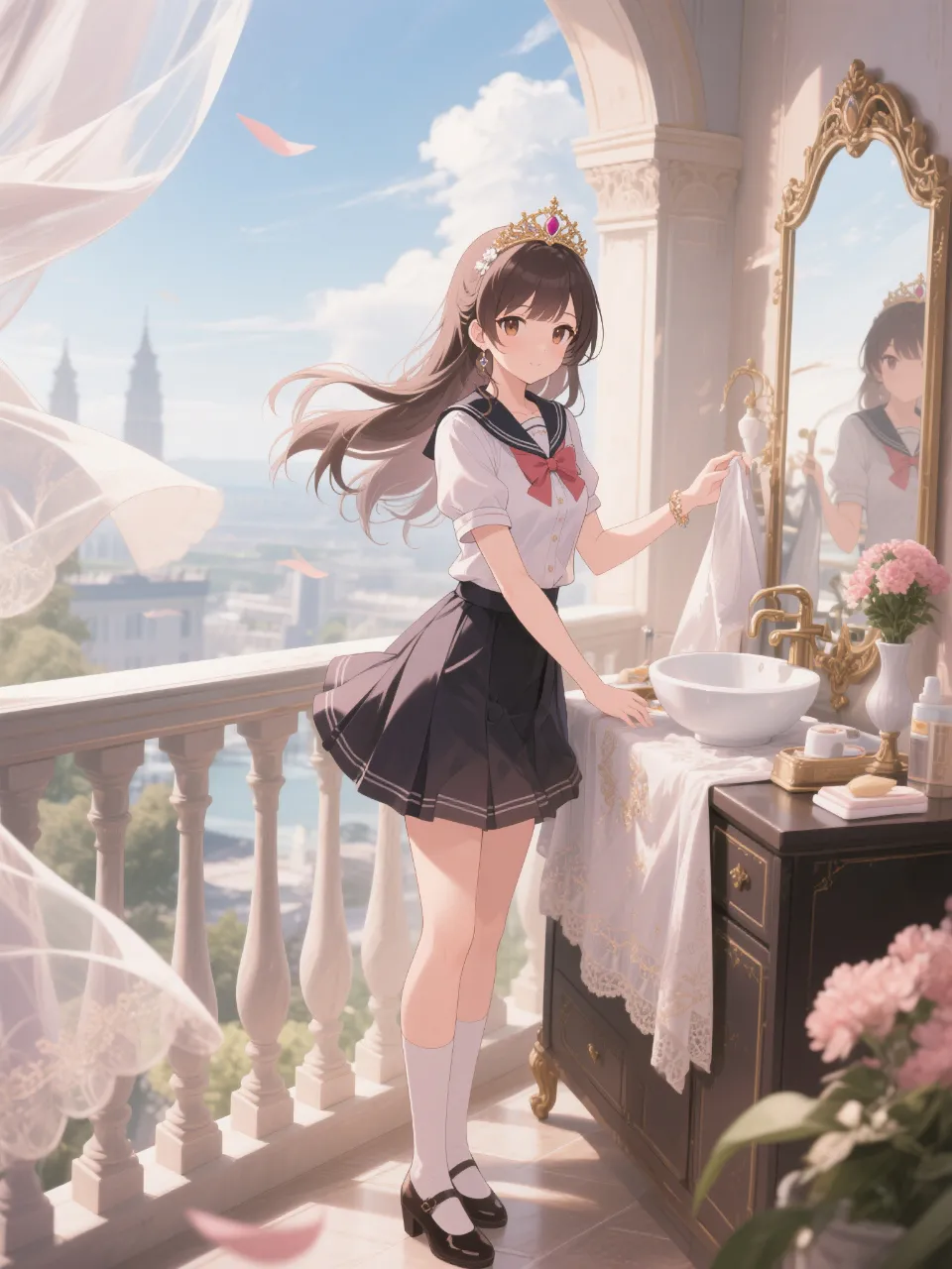 女子高生の朝の支度