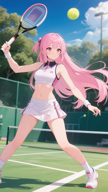 ピンク髪娘💕テニス部❤️