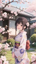 梅の花とおっとりとした美少女