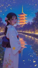 八坂の螢道 ― カオルコ、夏宵の詠」 — AkinakiさんのAIイラスト