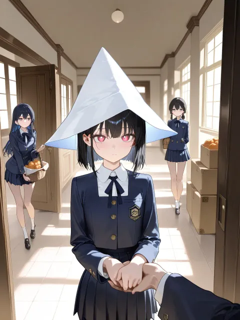 これはなんの三角帽子だ?あたたっ