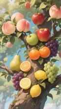 ひとつの木でこんなに実ったよ🍎🍊🍐🍑🍇😘