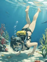 水中の底に手がついた♡ — 水中イラストのAIイラスト|SUPPART