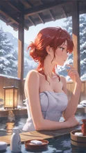 温泉と女の子
