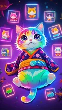 虹色子猫 浴衣着た子猫 ヘソ天