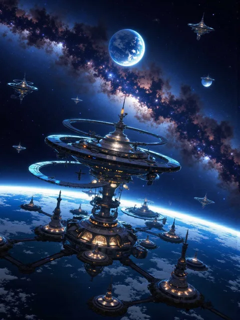 幻想的な宇宙ステーション