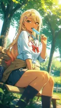 アイスキャンディーと夏の女性·初夏チャレンジ の投稿作品