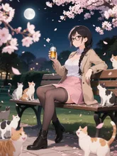 「穂蔵　灯子(ほのぐら　灯子)」夜桜で飲む
