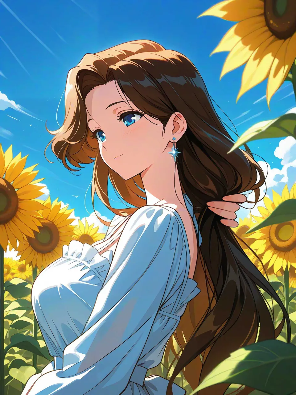 ヒマワリ畑で — 龍星ホクトさんのAIイラスト