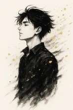 咲く日 ―白の余韻に金が降る― — はるまきさんのAIイラスト