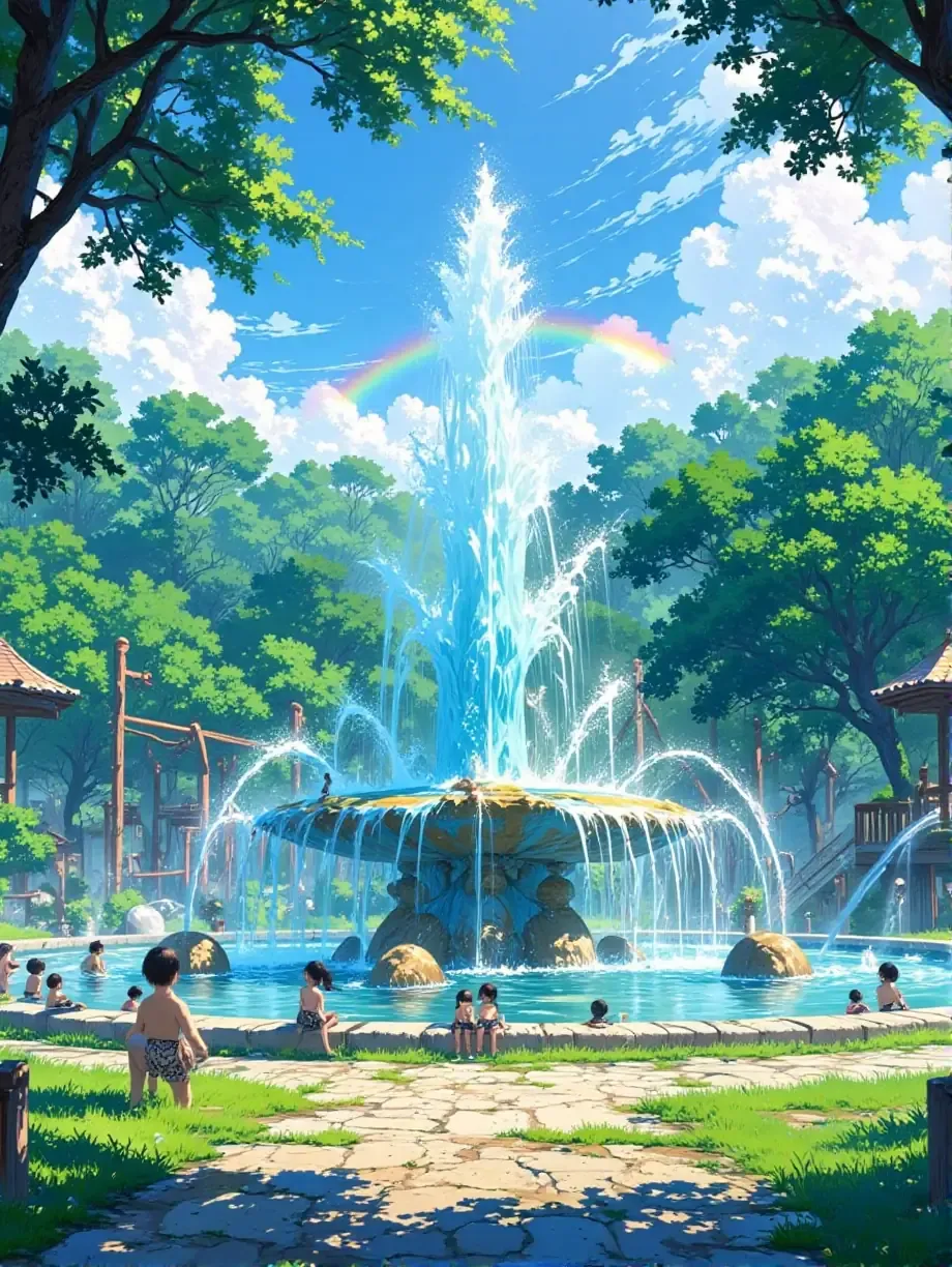 虹の出る噴水広場