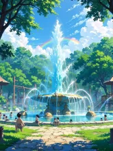 虹の出る噴水広場